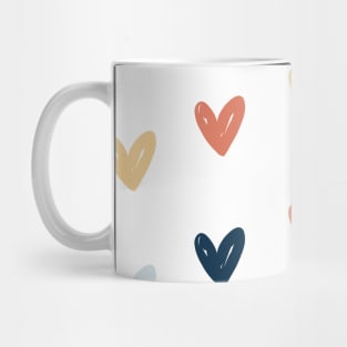 Neutral Pastel Colors Cute Love Hearts With White Background Mug